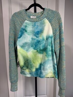 Anthropologie Blue Green Tie-Dye Crewneck Sweater